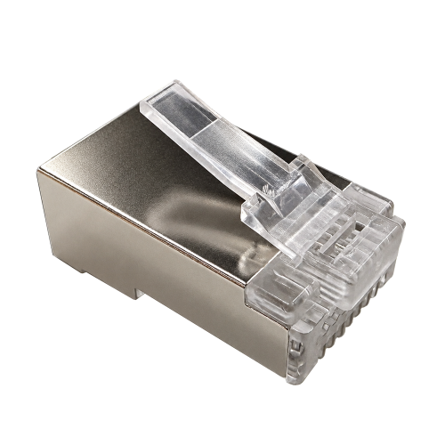EZ type RJ45 plug connector, 8P8C, STP, Cat. 6, universal, 50 microns plated, 100 pcs.